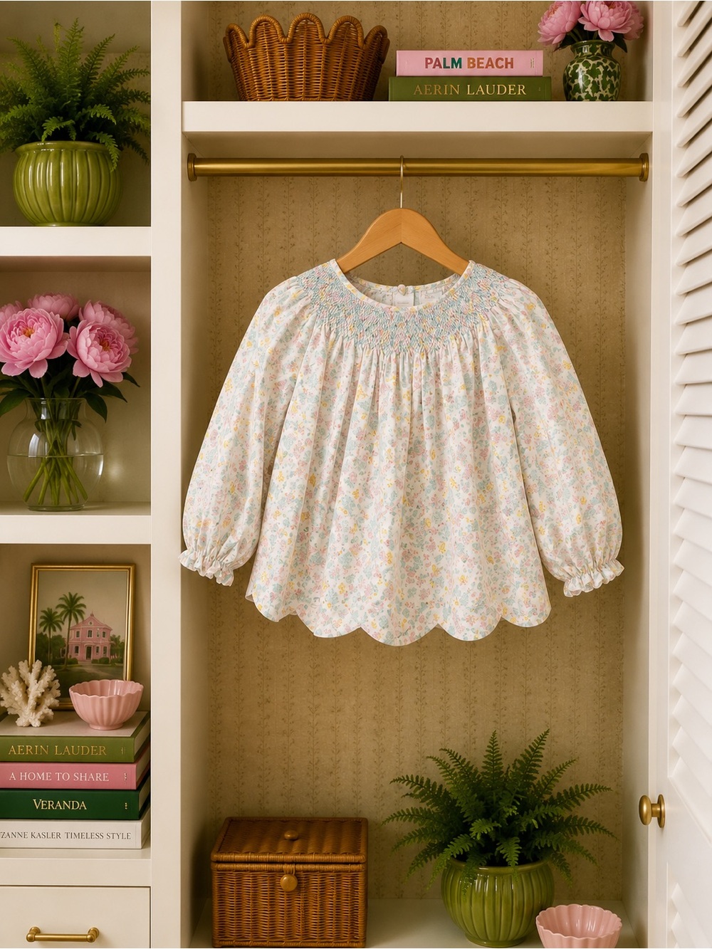 Charming Mary 18M Hand Smocked Pastel Floral Bishop Top | Heirloom Boutique
